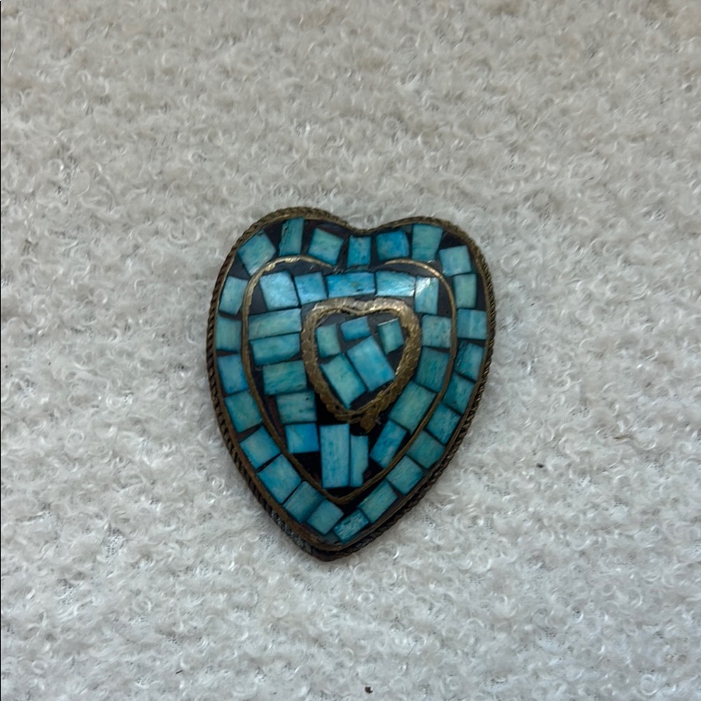 Blue Mosaic Heart Pendant
